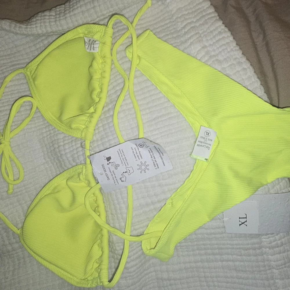 BNWT San Lorenzo Womens Thong High Rise Neon Yellow Bikini - Picture 4 of 9